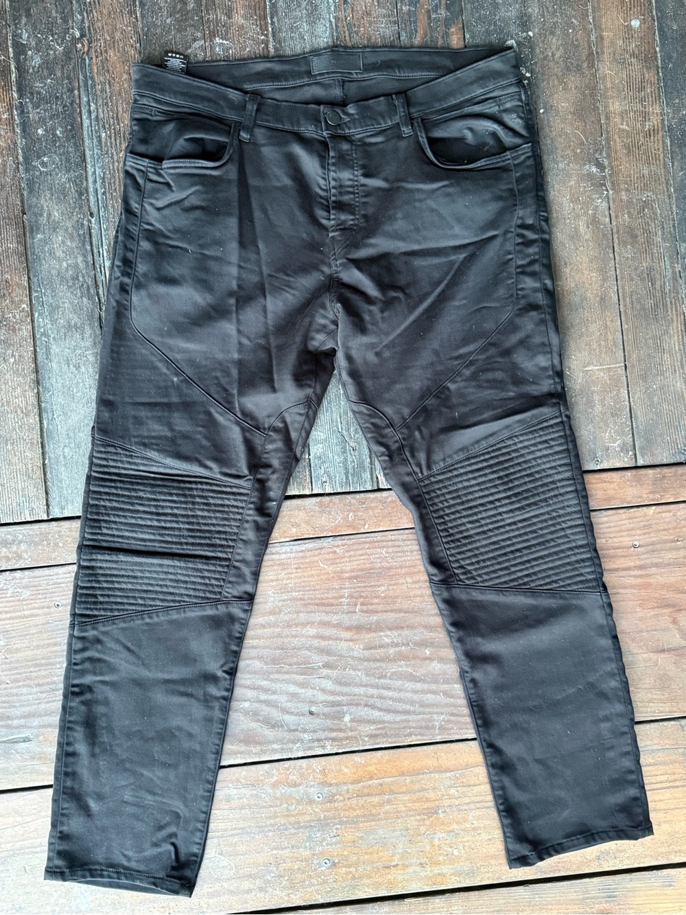 Men's dark Black Moto Biker Jeans - “BEARDEN MOTO” 38